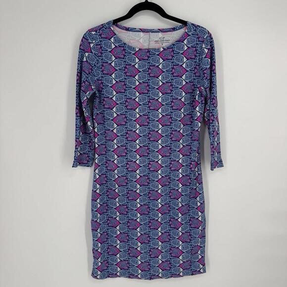 Vineyard Vines dress womens small S fish print stretch beachy preppy summer - Picture 1 of 5